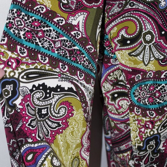 Chico's Paisley Top with V-neck and Puff Sleeves - Picture 4 of 8